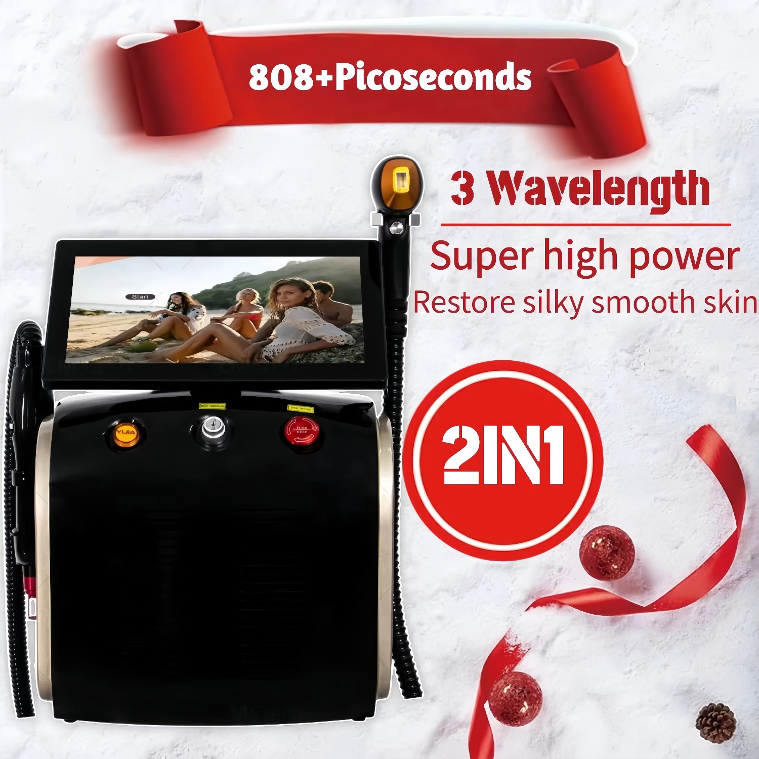 3500W High-Power 808nm 2 in 1 Diode Laser Hair Removal Tattoo Removal Machine with CE Certification and Triple Wavelengths Suitable for home and beaut