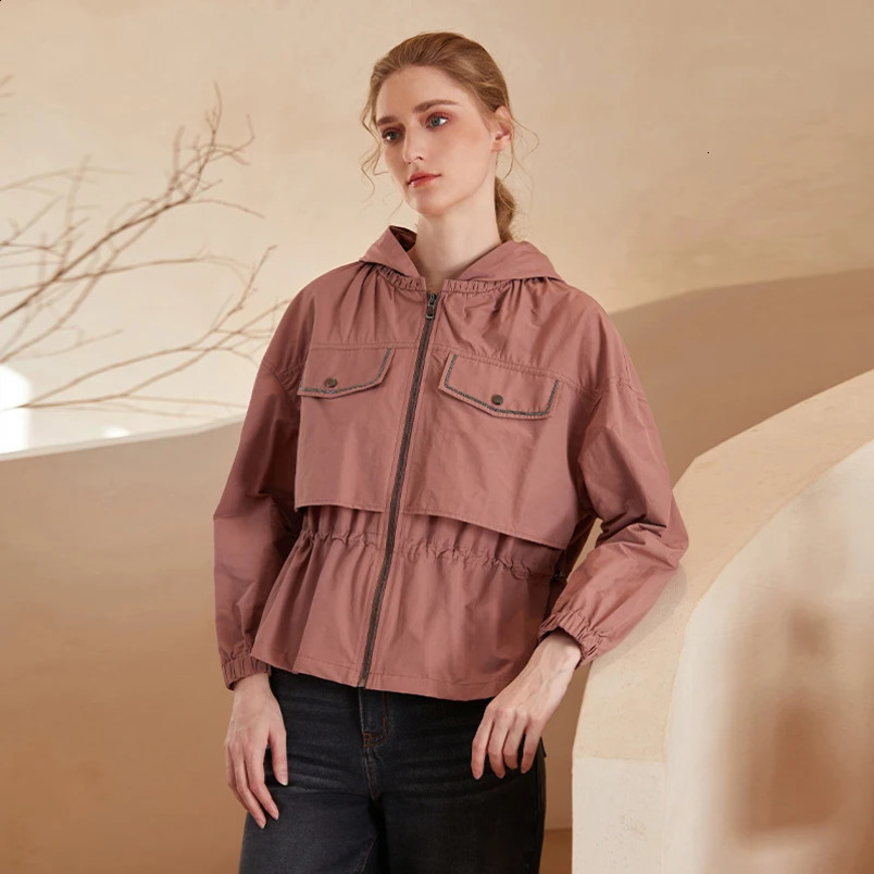 K1706X high-quality autumn and winter womens short clip top hooded top 240906