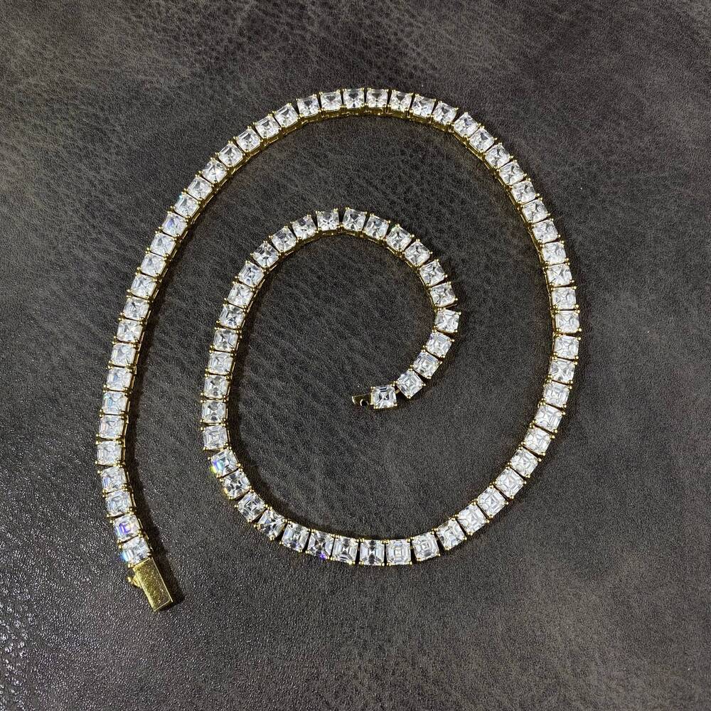 Customized Trend High Quality New Trendy Design HipHop Style Jewelry 4mm 5mm Iced Out Baguette Tennis Necklace Chain for Men