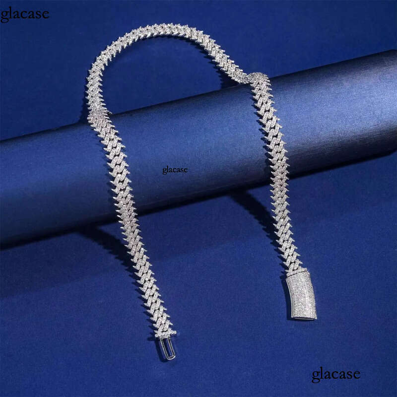 Factory Wholesale Dia Chain Sier Hip Hop Jewelry Necklace Micro Pave Vvs Moissanite Cuban Link