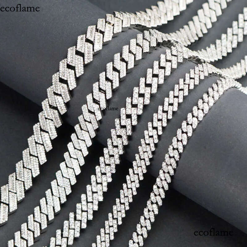 16-20mm Hip Hop Vvs Moissanite Dia Link Mens Jewelry Oem Sier Iced Out Cuban Chain