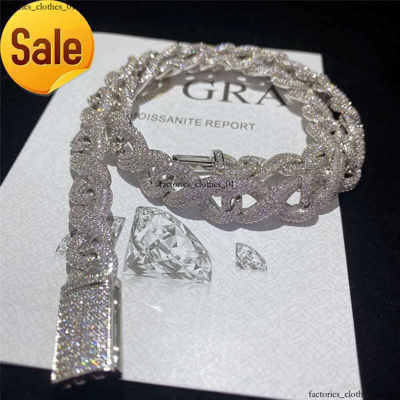 bracelet necklace mossanite Full Iced Out Classic Box Clasp Moissanite Link Fine Hip Hop Men Jewelry Cuban Necklace Bling Dia Chain 111