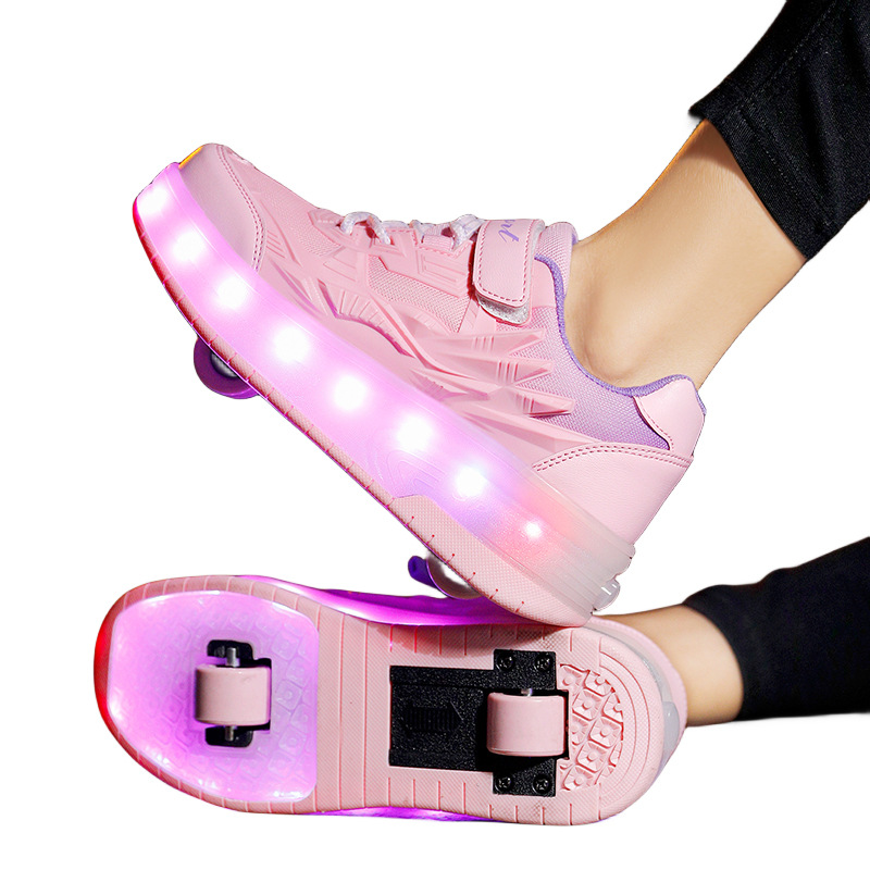 Two Wheels Children's Led Light Roller Skate Shoes For Kids Boys Girls Glowing Sports Luminous Sneakers Skateboard USB Charging