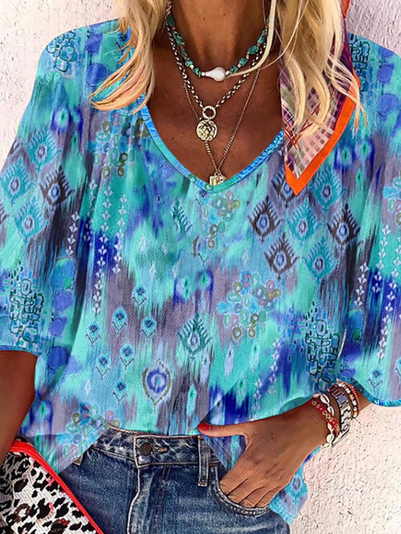 Womens Casual Long Sleeves Cotton Blend Pullover - Fall Collection --CF40136