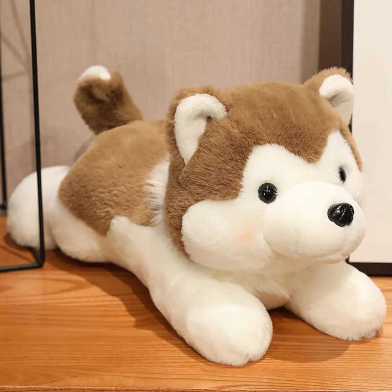 3040CM Cute Husky Dog Plush Toy Stuffed Animal Soft Kawaii Lying Brown Pet Puppy Pillow Doll Toys for Xmas Gift C250925