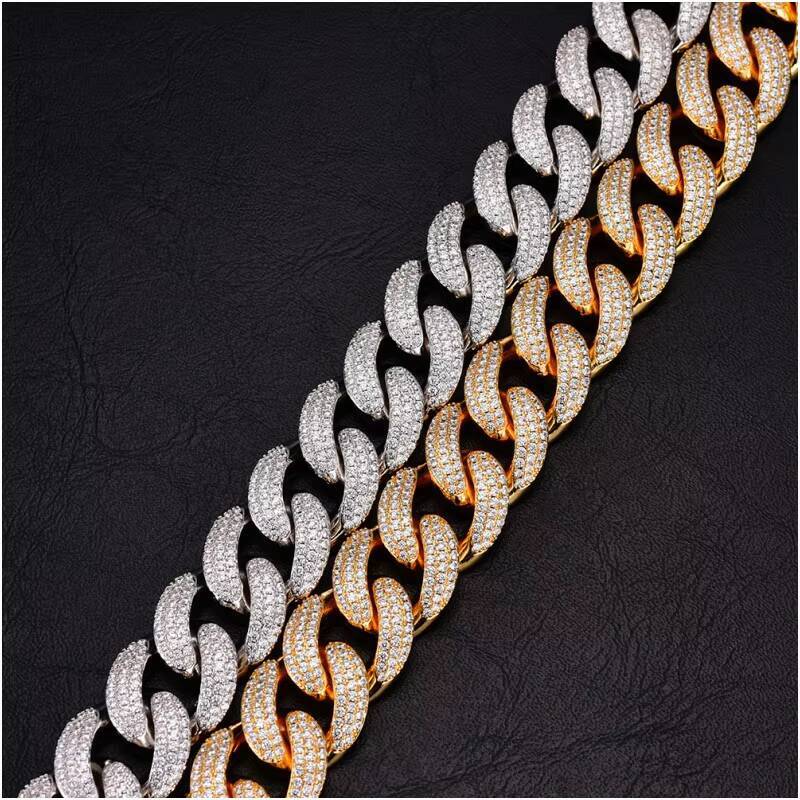 18mm Customized Trendized High Quality Hip Hop 925Silver Necklace Iced Out Miami Moissanite Cuban Link Chain