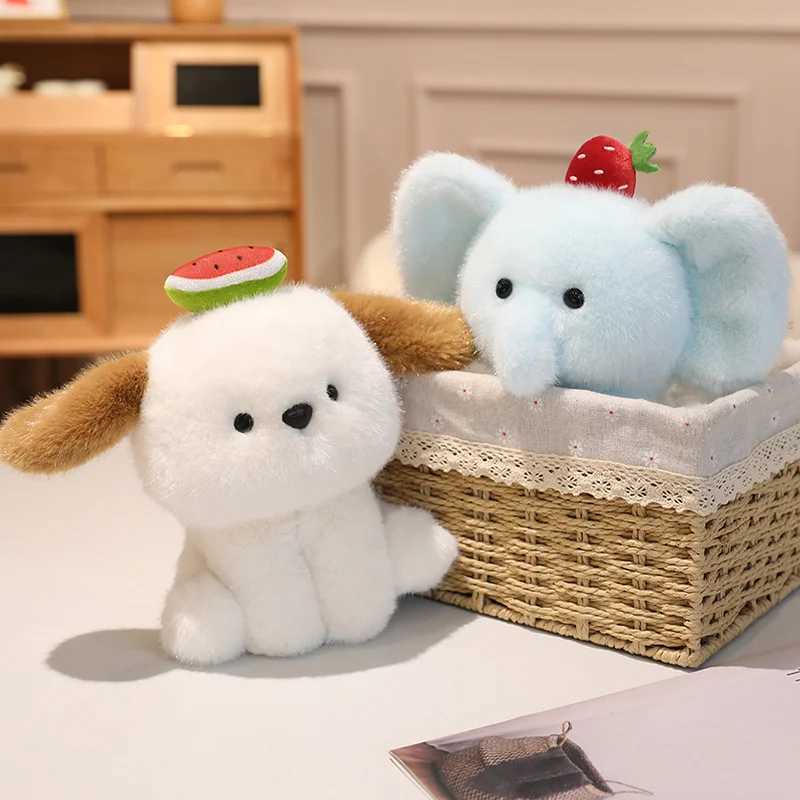 20cm Kawaii Fruits on the top of the head Plush Toys Dog Bear Teddy Bear Elephant Stuffed Animal Room Decor Kid Birthday Gift C250925