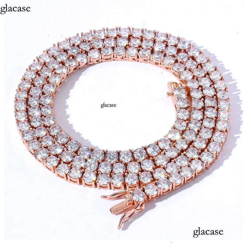 European and American hip-hop necklace, unisex tennis chain, 3mm single-row moissanite necklace