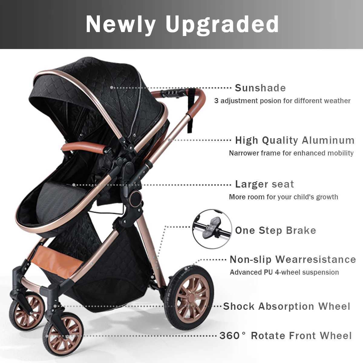 Twoinone baby stroller with sunshade portable and foldable bidirectional push for outdoor high view stroller Z250924