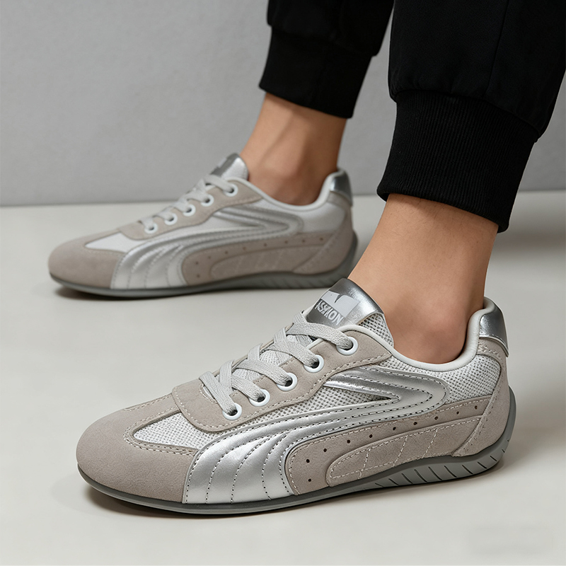 Casual Shoes Boys' Retro - Style German Training Kids' Sneakers - Red and White Colorblock, Mesh and Suede Material