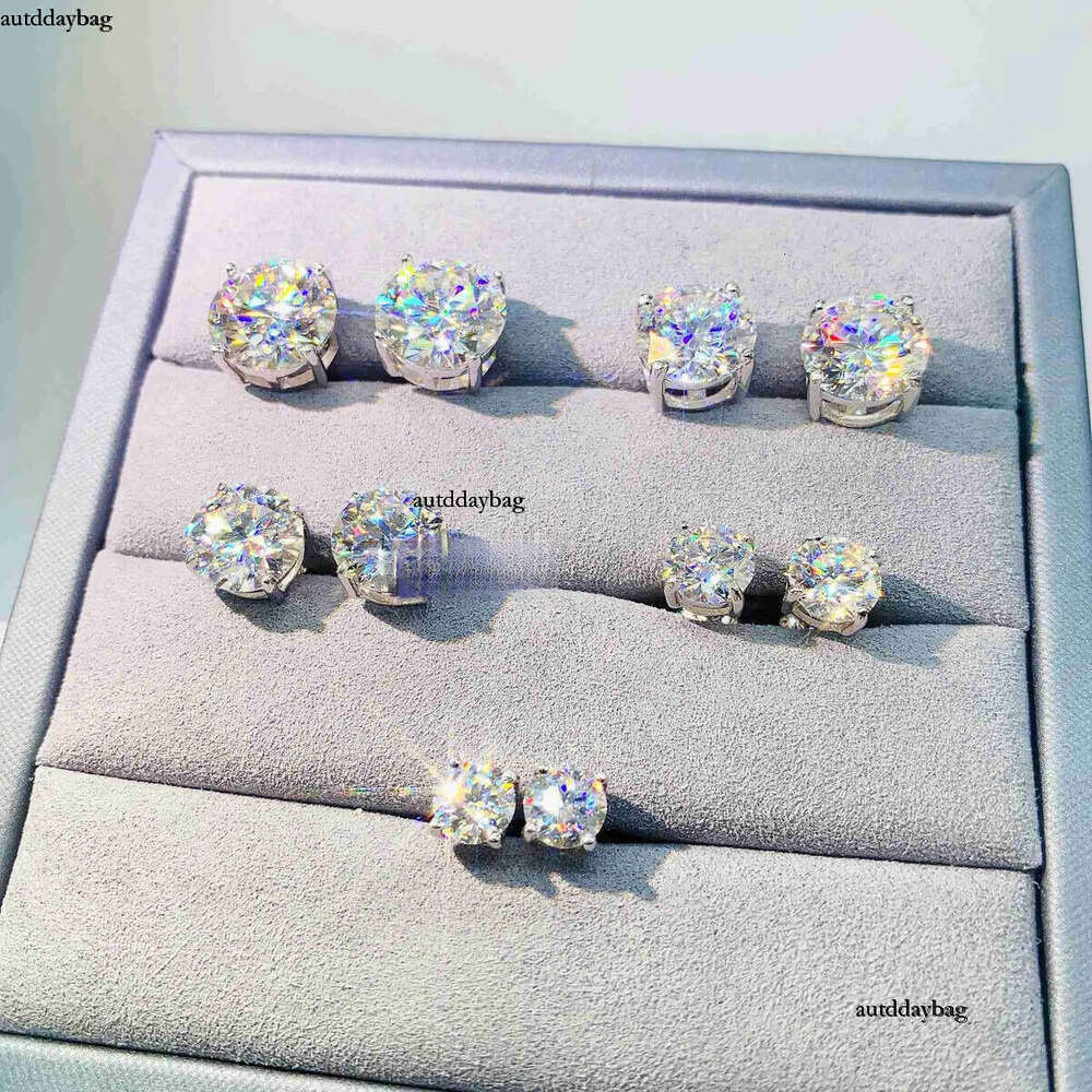 Dia VVS Round S 10K 14K Solid Gold Stud Women Men Moissanite Earrings 62