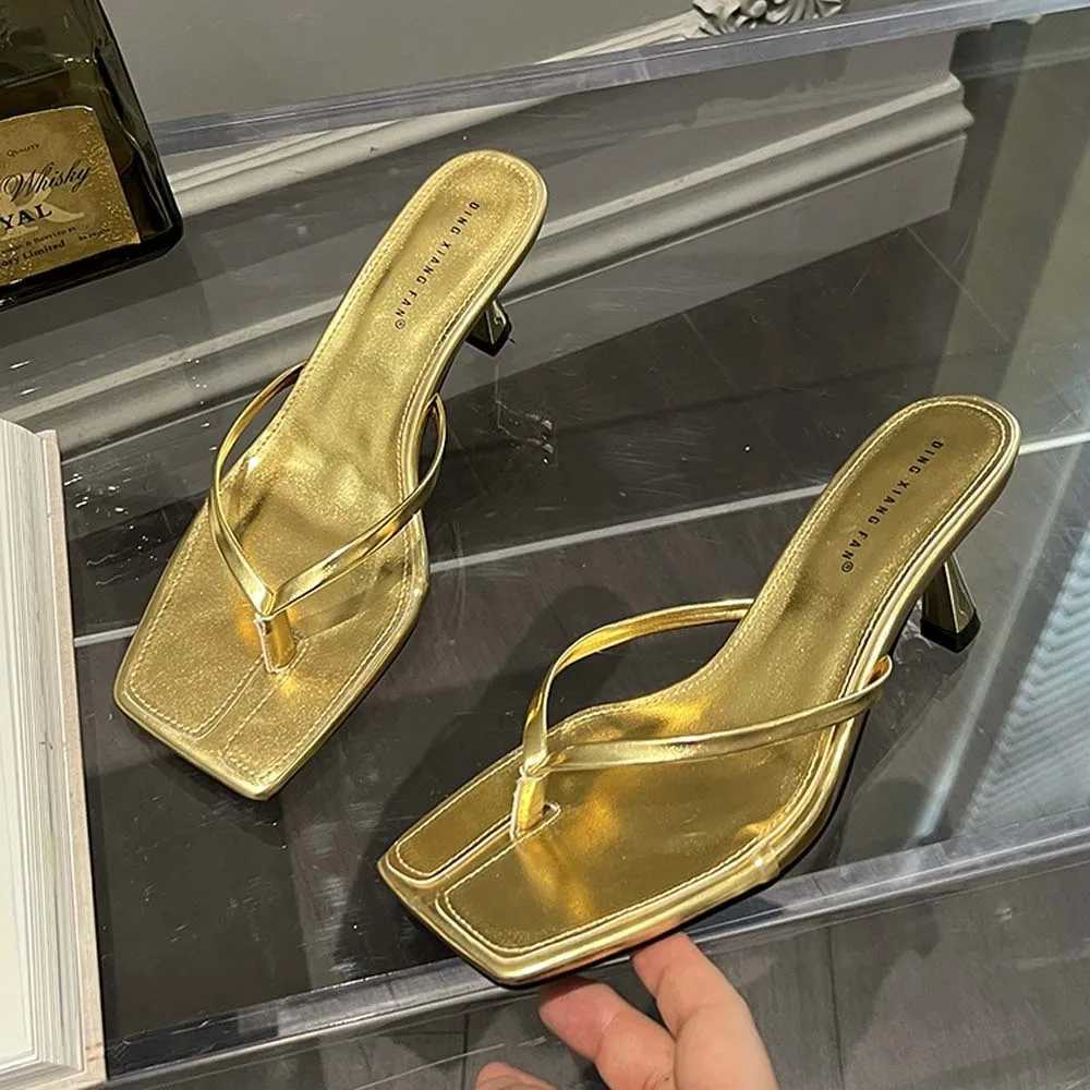 Female Summer Sexy Heels Sandals Slides Ladies Shoes Fi Women Pumps Square Toe Stiletto Flip Flops High Heels SlippersXJ250925