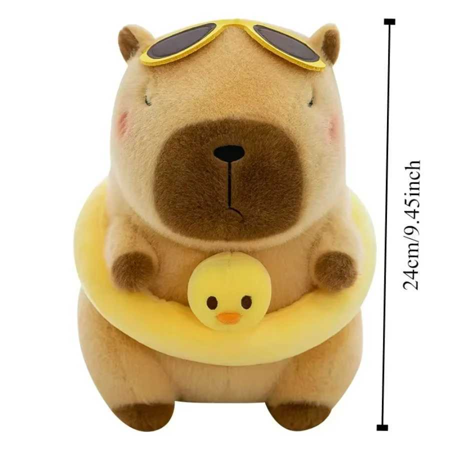 Children Yellow Duck Swim Ring Capybara Plush Toy Cute Simulation Beachwear Capibara Kawaii Stuffed Animal Birthday Travel Gift C250925