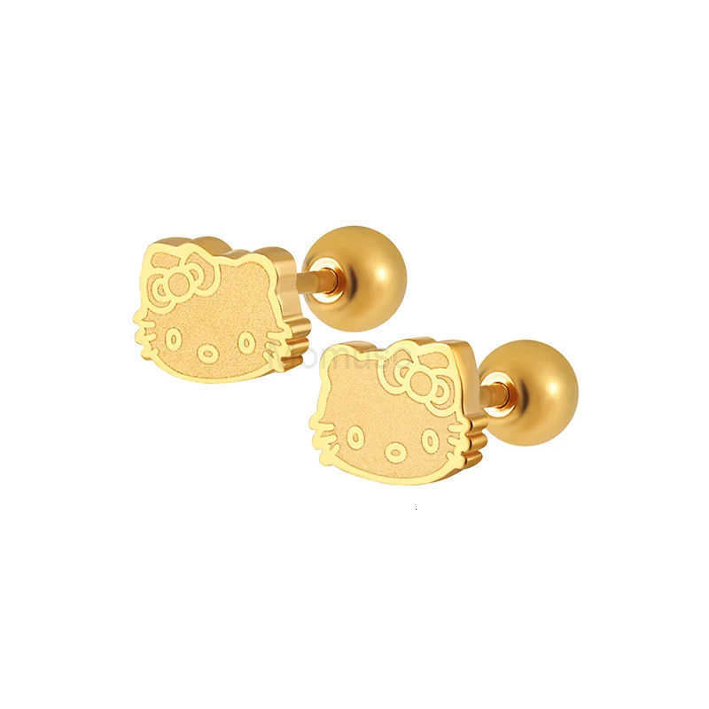 Sanrio Hello Kitty Earstuds 18K Gold Buckle Simple Fashion Low Allergy Jewelry Titanium Steel Earstuds Cartoon Girl Jewelry Gift L250925
