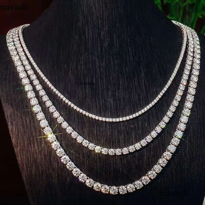 Fine Jewelry Necklaces Hip Hop S Sier VVS Moissanite Dia Cluster Iced Out Tennis Chain Bracelet Necklace for Men Women