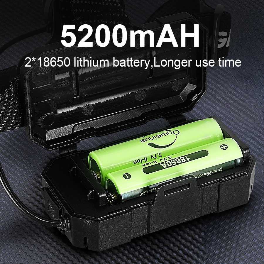100000LM High Power LED Headlamp Alloy 5200mAh Work 12 Hours Headlight Rechargeable Head Lantern Work Fishing Front LED Head J250925