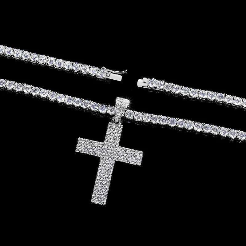 Hip Hop Full 5A Zircon Cross Pendant with TopBling Tennis Chain Men Jewelry Gift c5
