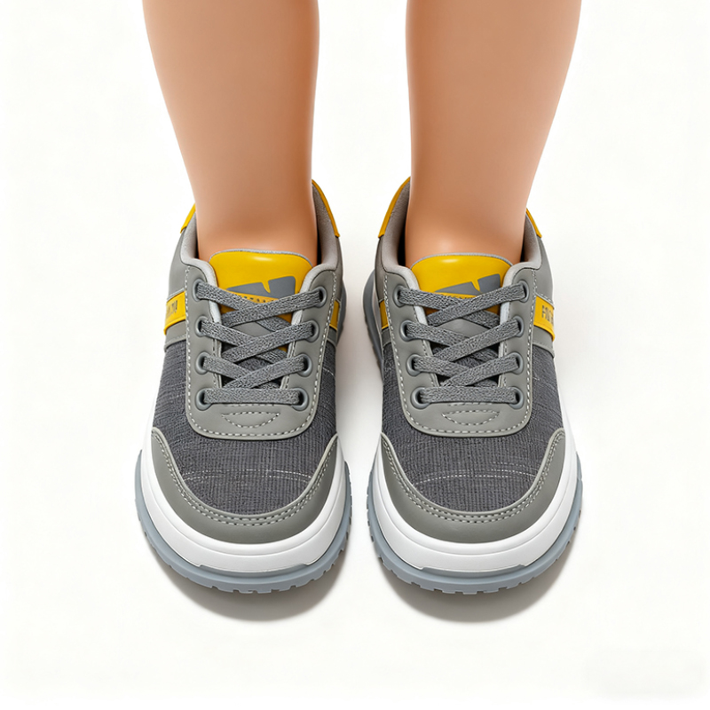 Casual Shoes Boys' & Girls' Fashion - Forward Gray with Yellow Accent Casual Sneakers