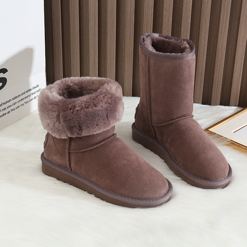 CE designer shoes Free shipping oxhide affordable luxury Winter anti slip snow boots with thick plush cotton shoes Plated white