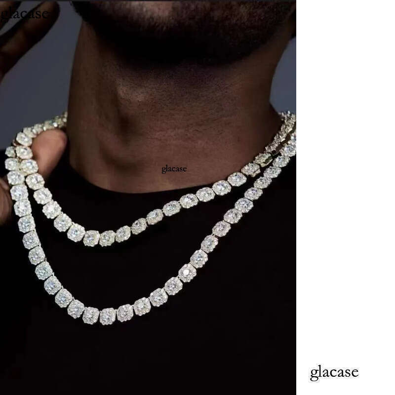 Necklace bracelet Moissanite Dia Custom Vvs Cuban k S Sier 8mm 12mm Large Tennis Chain Solid Back Hiphop