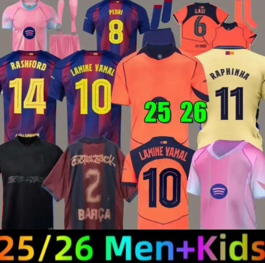 25 26 27 LAMINE YAMAL barcelona soccer jerseys LEWANDOWSKI FERRAN camiseta de futbol RAPHINHA PEDRI GAVI football shirt mek 2025 2026 2027 Rashfordn kids kits