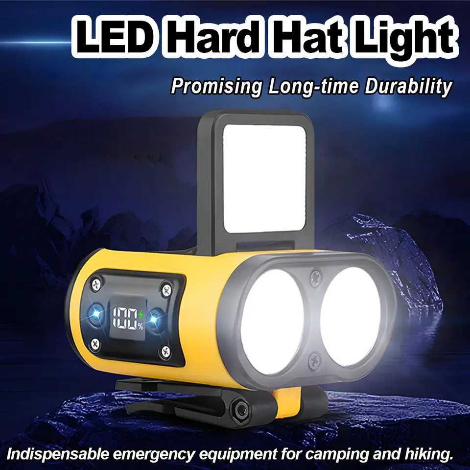 Led Headlamp With Digital Display Rechargeable Bulbs Portable Bright Clip On Headlights Adjustable Smart Headlight Motion Sensor J250925