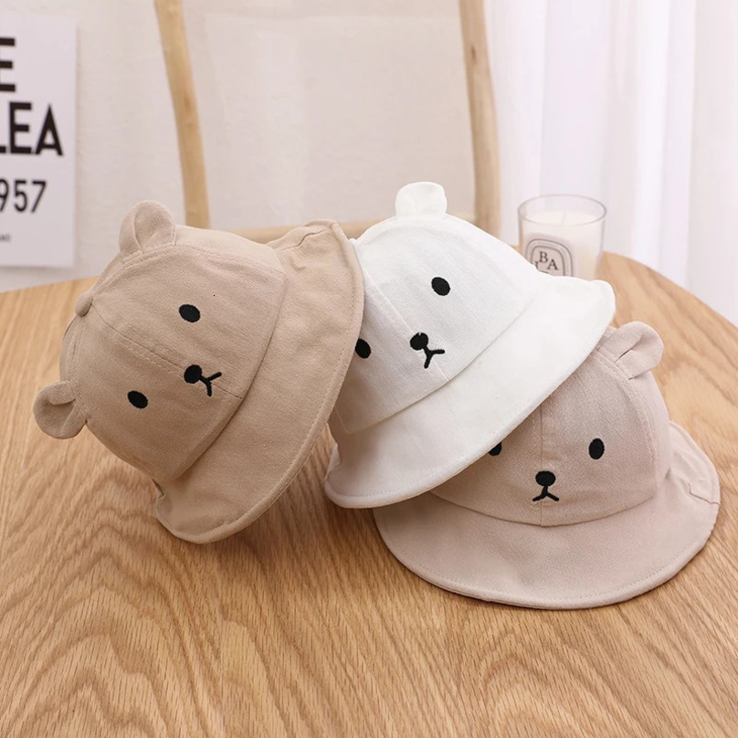 Spring Summer Hat Cute Bear Ear born Panama Cap Solid Color Outdoor Beach Kids Baby Boy Girl Sun Hats Bonnet 250528
