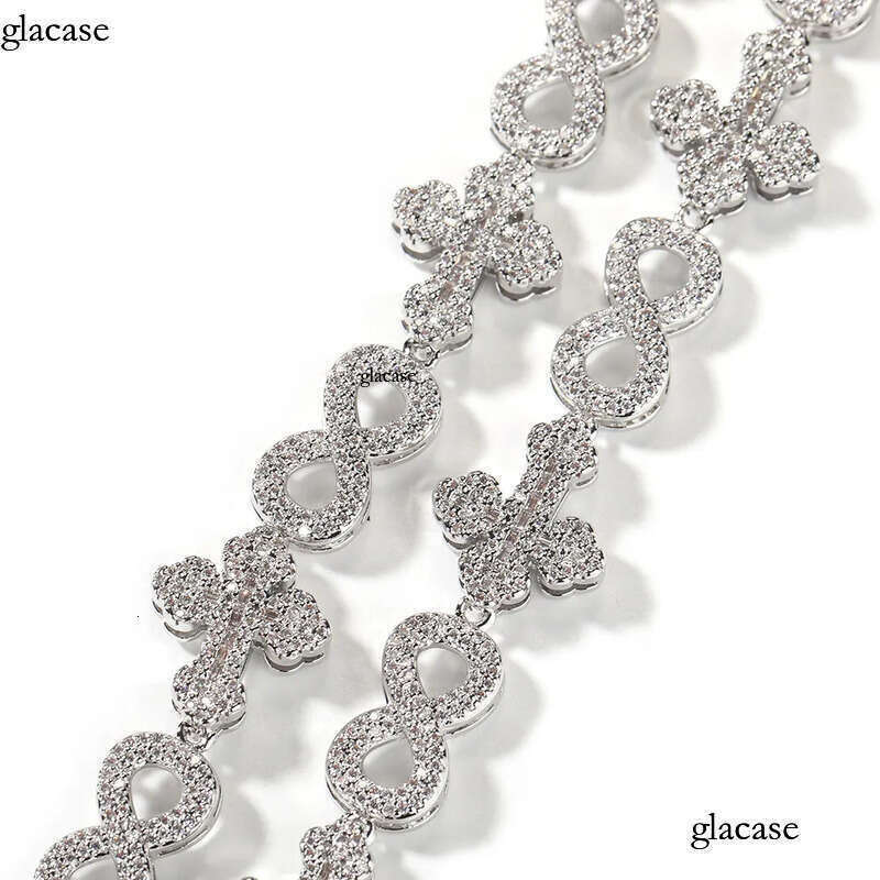 High Quality Hip Hop Cross 8 Infinite Cuban Chain Necklace Bracelet 5A Zircon 10mm Rap Jewelry