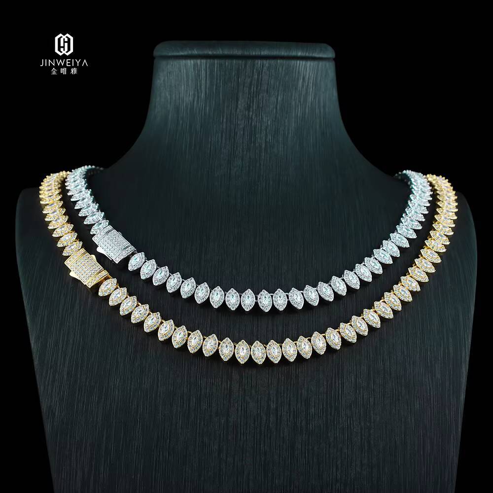 Women Hip Hop Necklace Diamond Luxury Moissanite Moissanite 925 Silver Necklace Chain