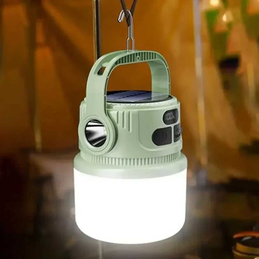 Portable LED Camping Flashlight Rechargeable LED Camping Solar Rechargeable Lantern Waterproof Outdoor Supplies Lightweight Tent J250925