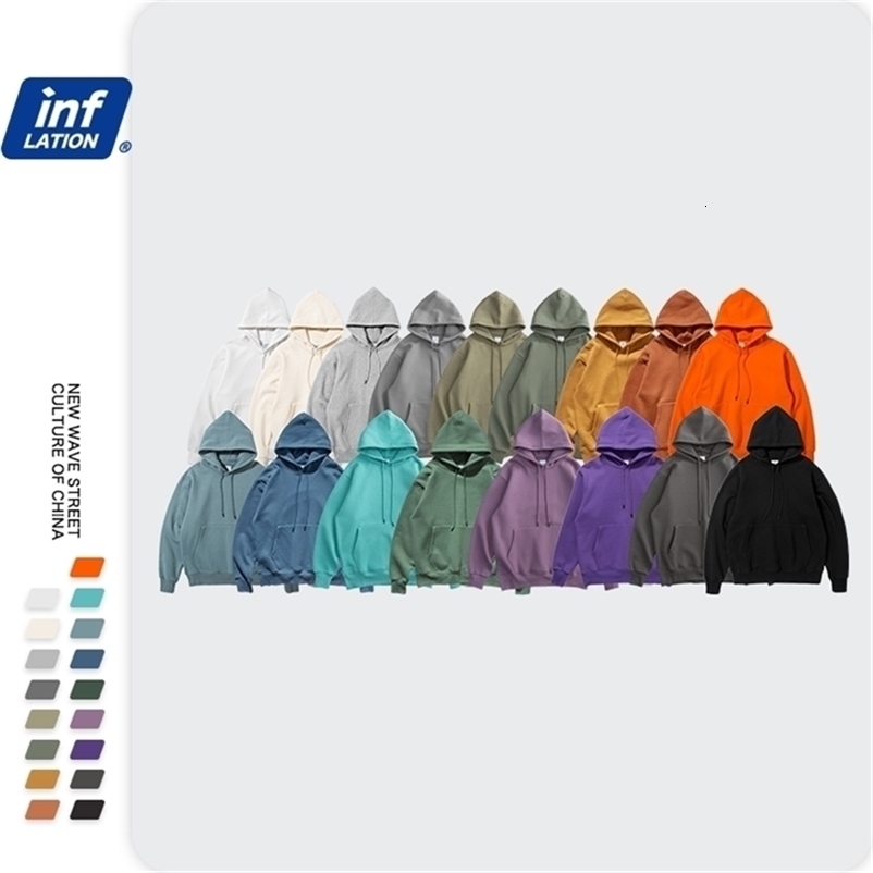 INFLATION Autumn Mens Thick Fleece Hoodies Hip Hop Pure Hoodies Thick Velvet Fabrics Winter Hoodies For Men Women 167W17 201127