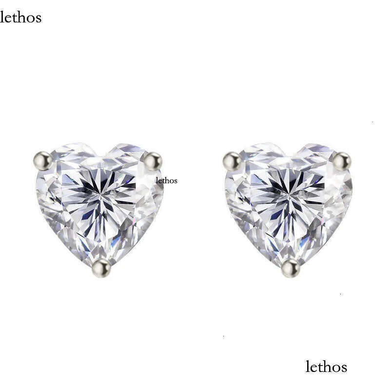 heart shaped cutting moissanite for women solid sterling sier stud earrings gold plated mens earring designer jewelry valentines day gift 2c