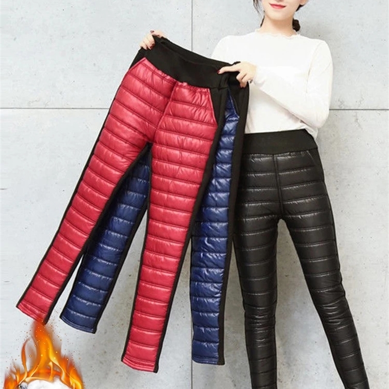 Women's Pants Capris Winter Thicken Warm Pencil Pants Casual High Waist Down Cotton Pantalones Women Big Size 4xl Slim Velvet Lined Leggings Spod