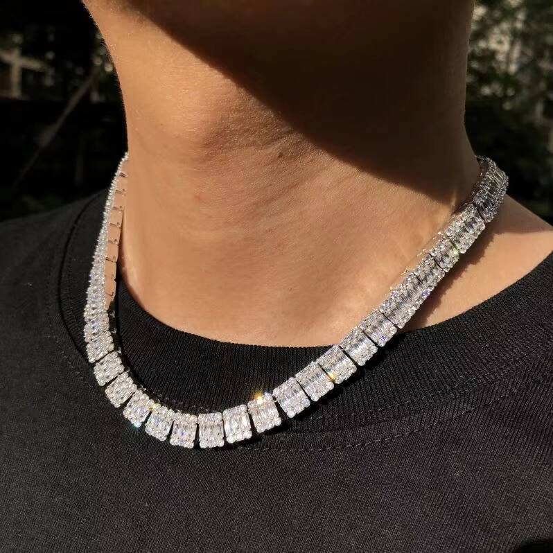 Urban Jewelry Hip Hop Mens Necklace Bling Gold Diamond Tennis Chain