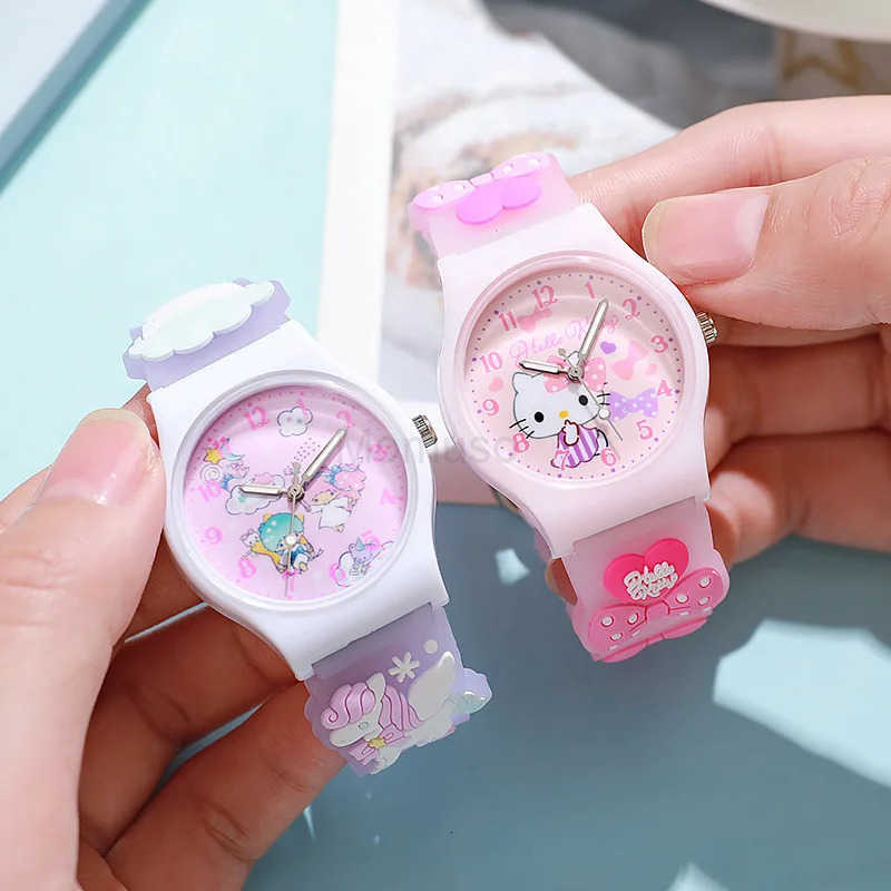 Sanrio Fashion 3D Pattern Wrist Watch Anime Cinnamoroll Hello Kitty Waterproof Quartz Watch Cartoon Kuromi Watchband Kids Gifts L250925