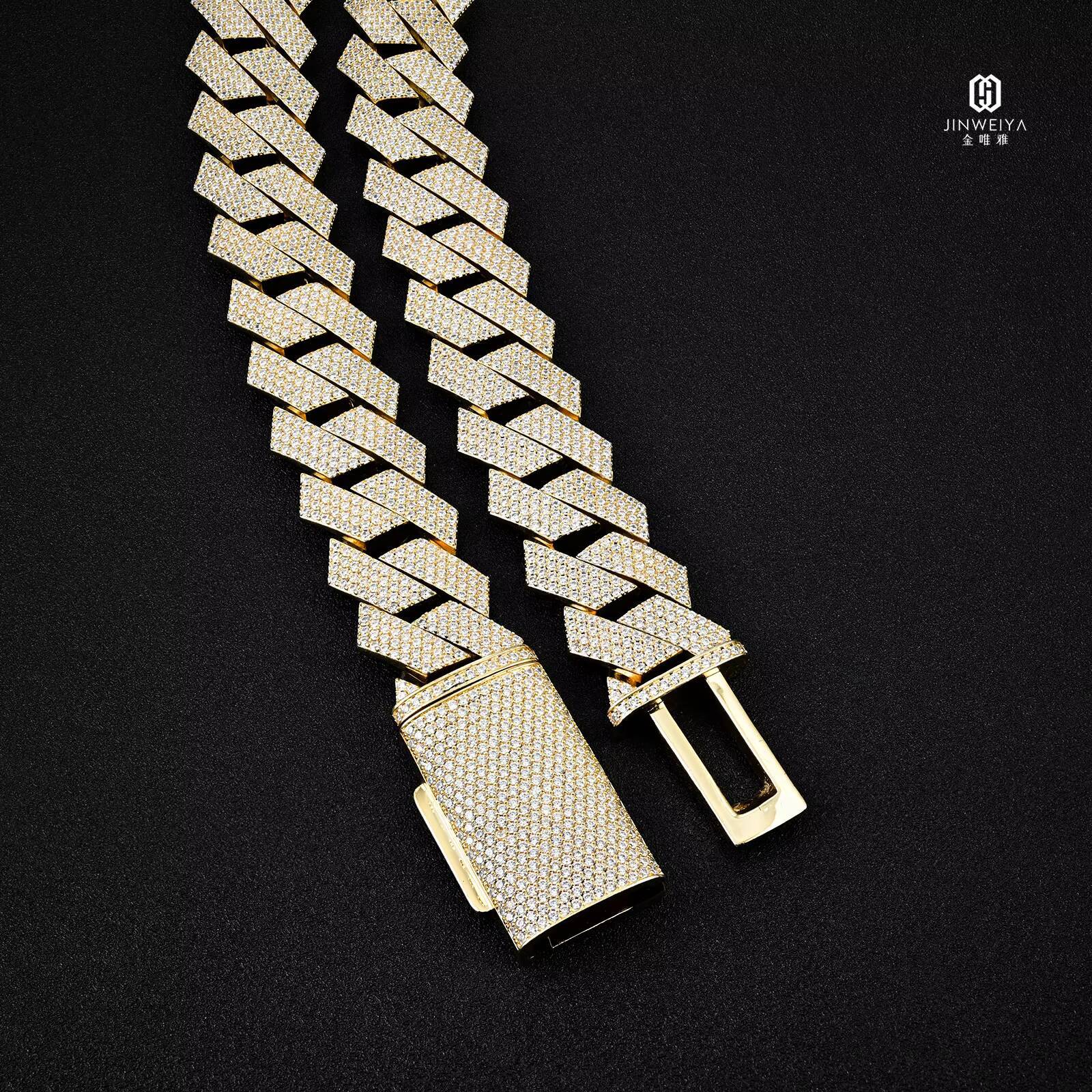 Mens VVS Moissanite Jewelry Iced Out Cuban Link Chain with Diamond Tester Sterling Silver Bracelet Bangle Passes All Tests