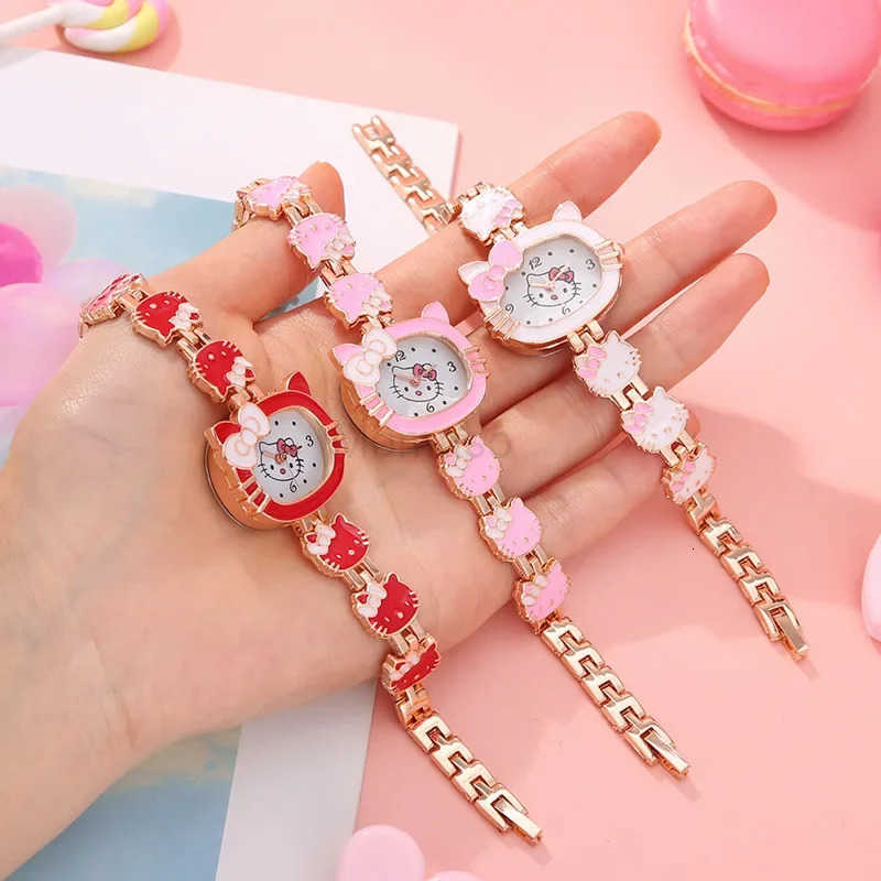 Sanrio Hello Kitty Women Girls Watch Kids Casual Cartoon Electronic Quartz Watches Pink Fashion WristWatch Cute Children Gifts L250925