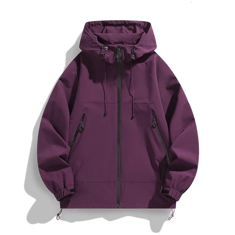 Autumn mens assault suit solid color waterproof and windproof outdoor cycling sports hooded windproof mens loose jacket 250321