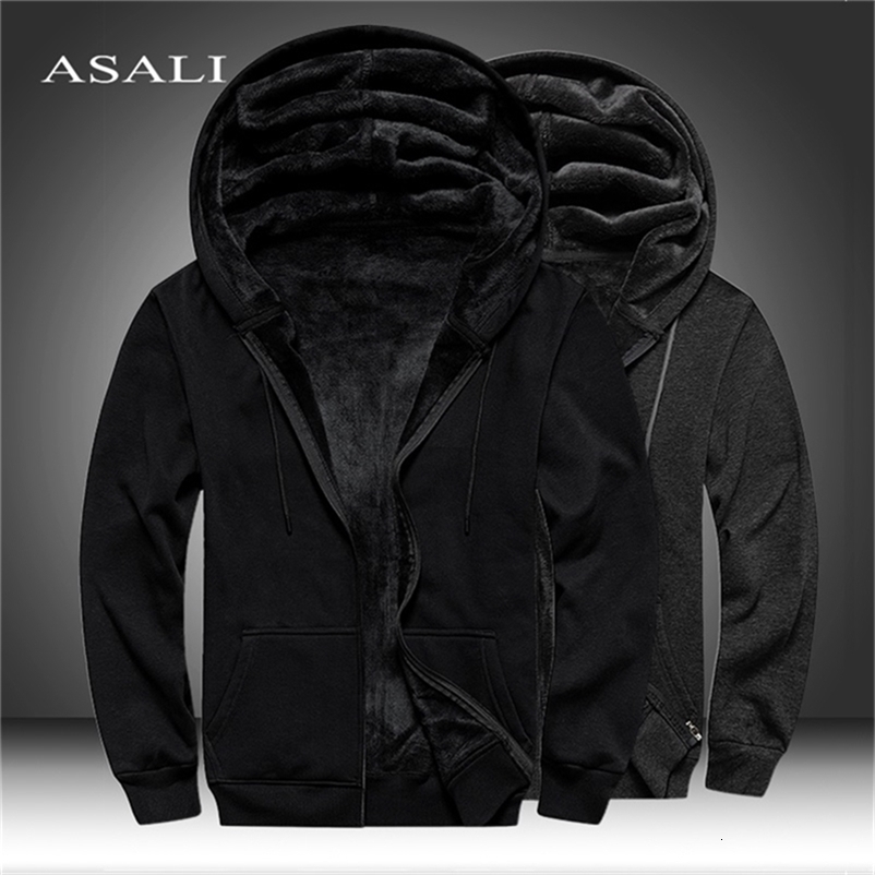 Men's Hoodies Sweatshirts Winter Thick Warm Fleece Zipper Coat Sportwear Male Streetwear 4XL 5XL 220826