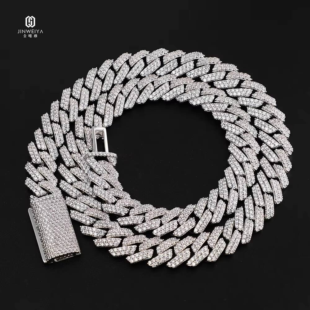 Hip Hop Jewelry Men Necklace Gold Plated Diamond Moissanite Miami Cuban Link Chain Iced Out Chain