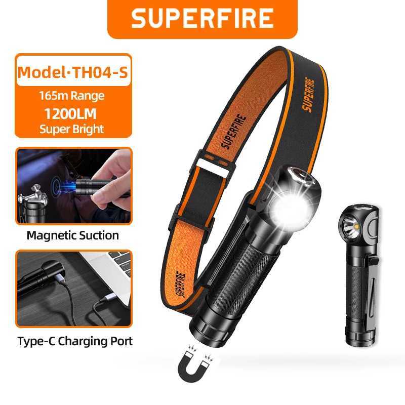 2025 Headlamp Super Bright 1200lm Upgraded version Headlight SUPERFIRE USB C Rechargeable 90 with Magnet Tail Head Flashlight J250925
