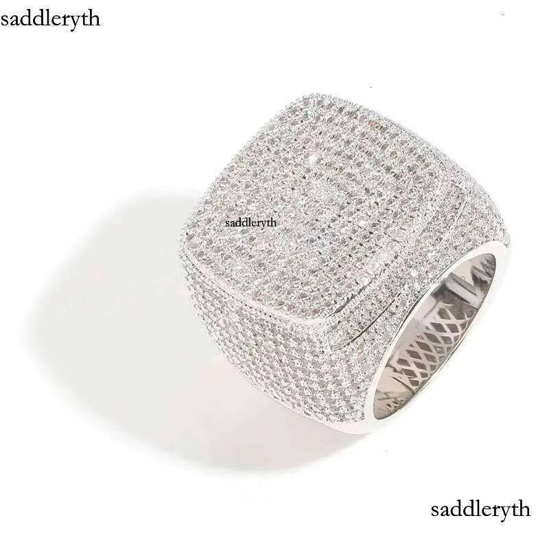 2024 Iced Out Jewelry Vvs Moissanite Men Hip Hop Real Gold Hiphop Gemstone Rings Zf Round m Champion Ring 78
