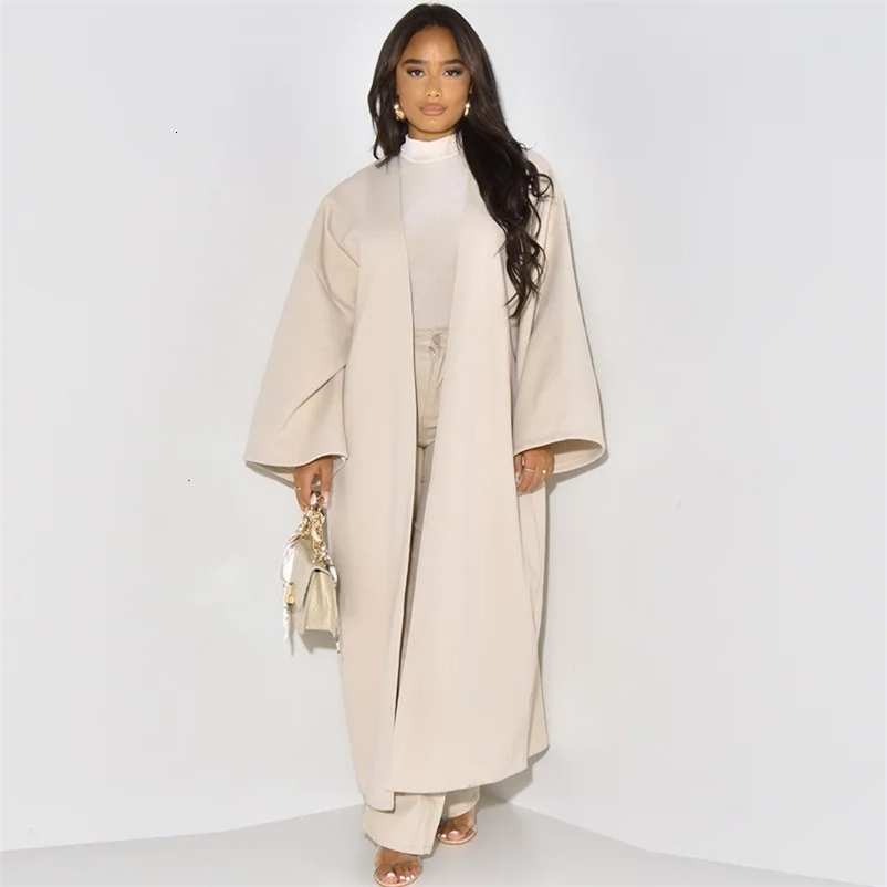 Women's Wool Blends Autumn Winter Trench Women Small Suit Long Sleeve Jacket Casual Tops Female Slim Wild Blazers Windbreaker Long Coat 231025