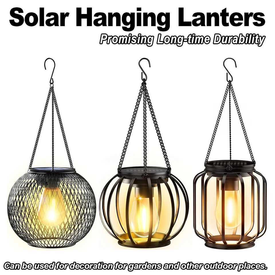 Solar Lantern Led Light Daylight Sensor Garden Lamps Lights Outdoor Waterproof 3000k Landscape Ironart With Durable Chain Decor J250925