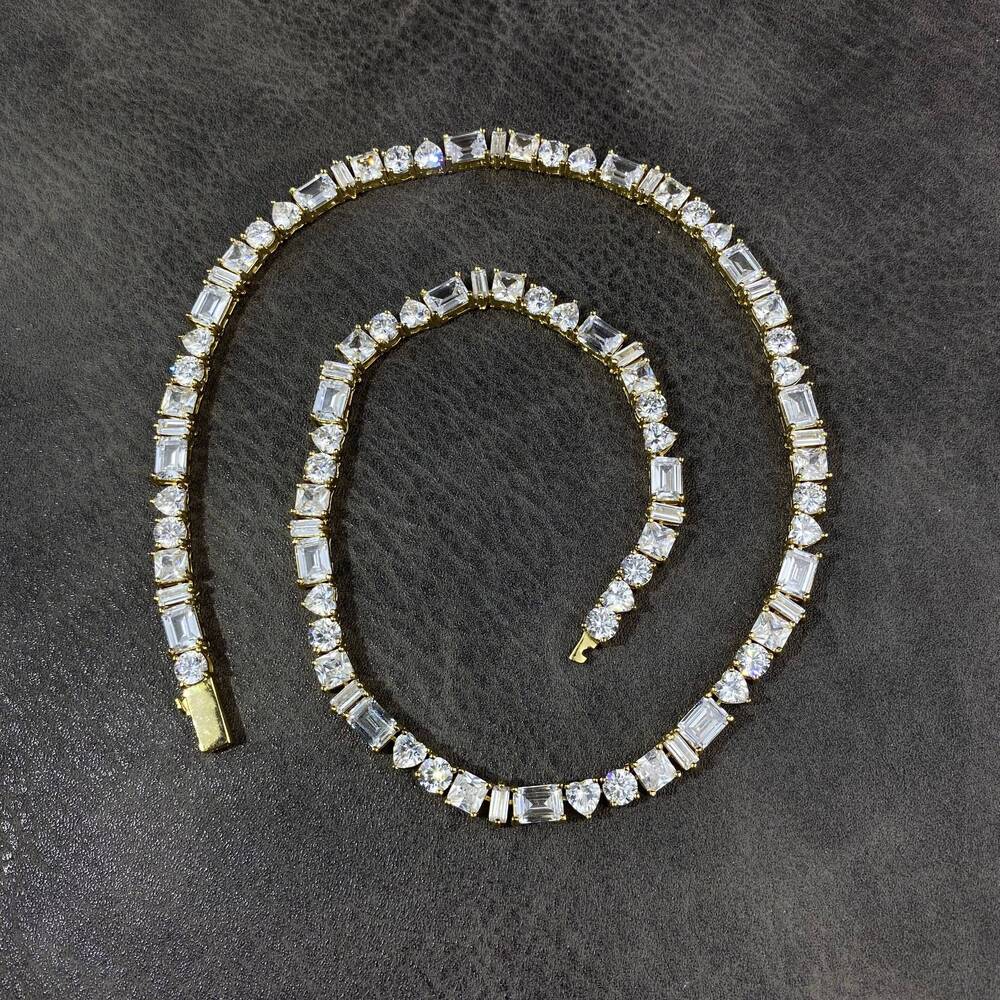 Iced Out Emerald Cut Baguette Tennis Chain Menwomen Tennis Necklace Bling Hip Hop