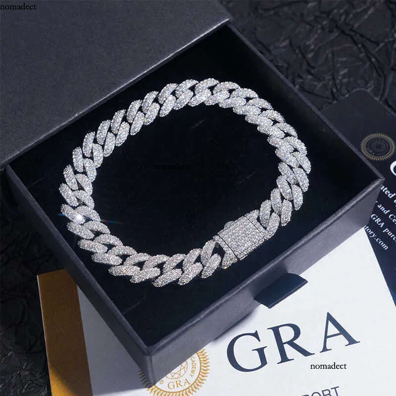 10mm S Sier Iced Out Necklace For Women Men Jewelry Pass Tester Moissanite Miami Link Chain Necklaces GRA 58