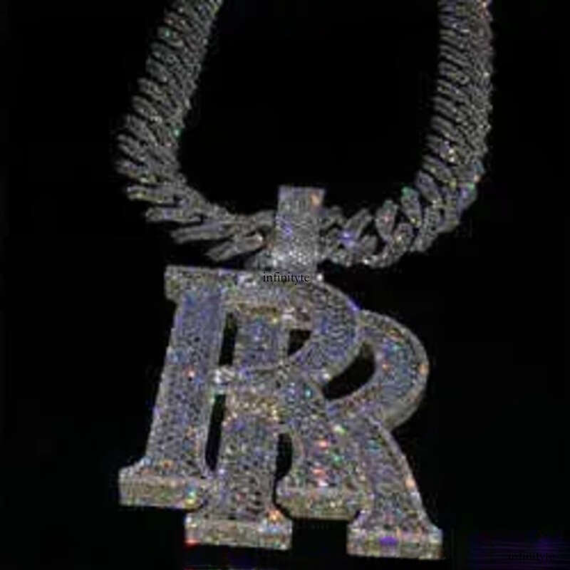 Custom Hip Hop Jewelry Rapper Letter Iced Out Baguette Initial Vvs Moissanite Pendant aaa
