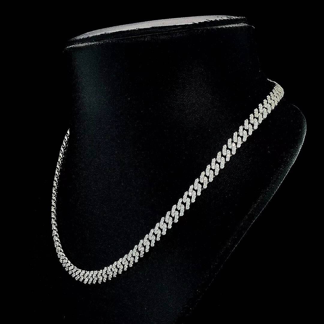 10k Solid Gold Heavy Cuban Link Chain in Hip Hop Style Sparkling Iced Out with Round and Baguette Cut Moissanite