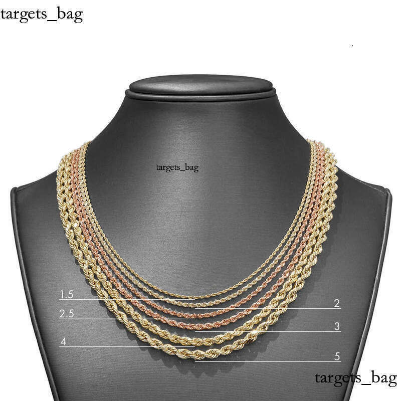 Real 10K 14K Solid Gold Rope Chains For Men Hip Hop Necklace yxz