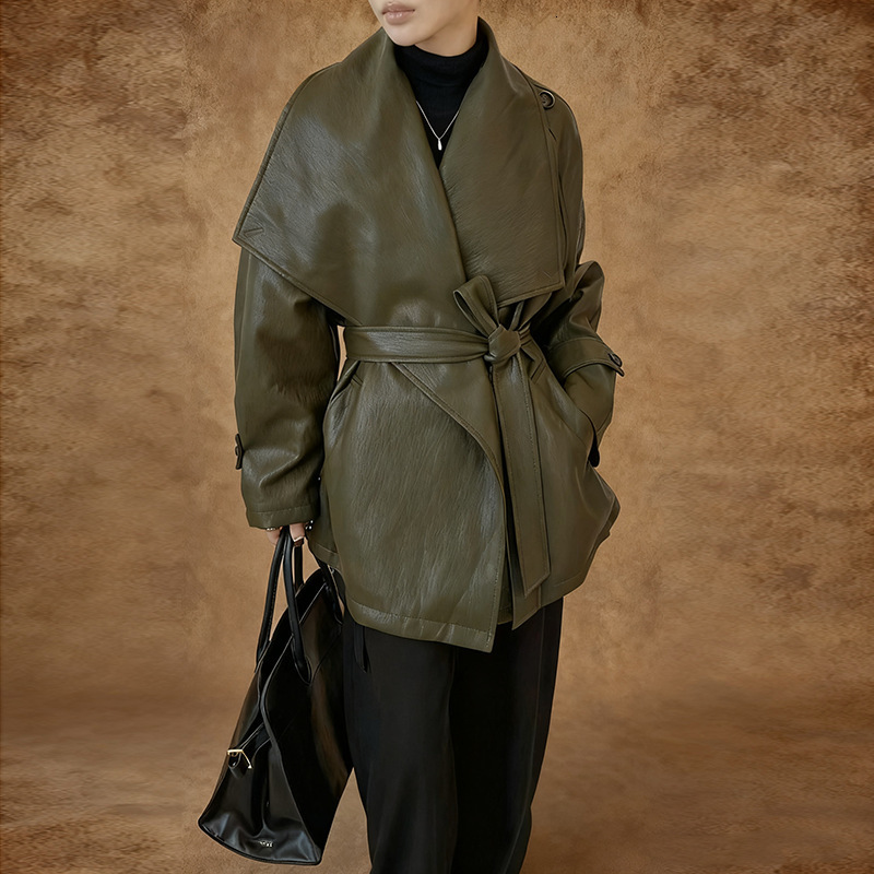 Street Leather Coat Womens Set Y2k Asymmetric Sleeveless O-Neck Cape Town Ultra Thin Zipper Jacket Autumn/Winter Womens Wear 241128